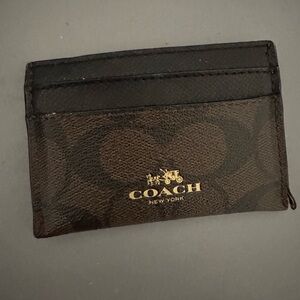 Coach Dark Brown Card Holder with Logo